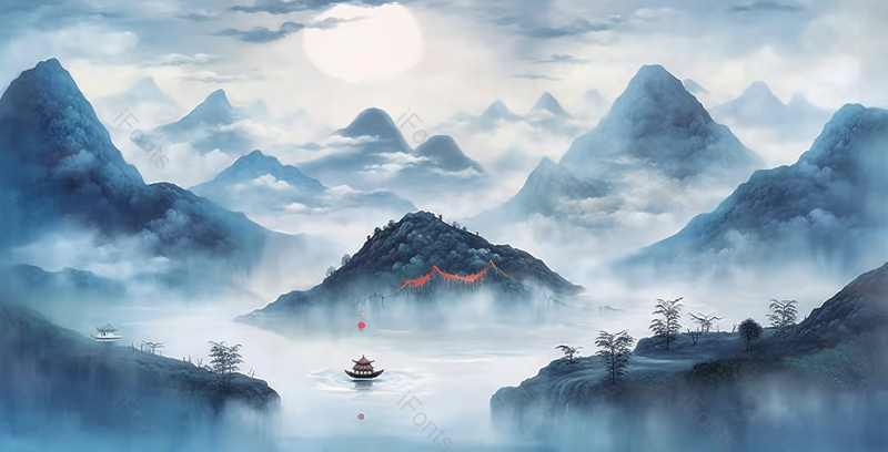 中国风意境山水画手绘插画水墨画背景,插画/手绘图,插画/手绘图库,插画/手绘图下载,插画/手绘